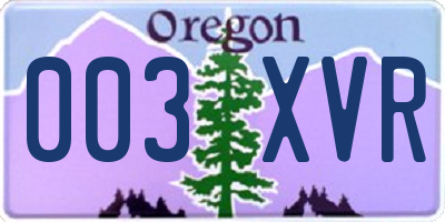 OR license plate 003XVR