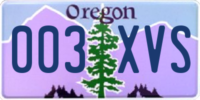 OR license plate 003XVS