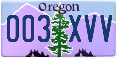 OR license plate 003XVV