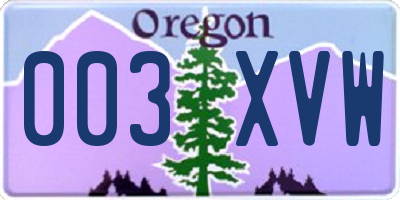 OR license plate 003XVW