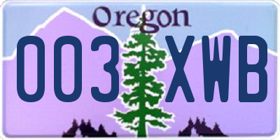 OR license plate 003XWB