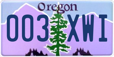 OR license plate 003XWI