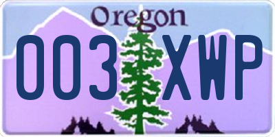 OR license plate 003XWP