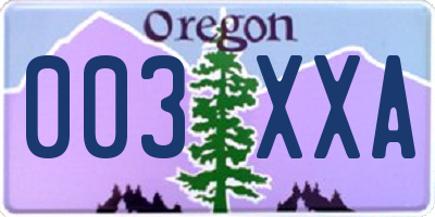 OR license plate 003XXA