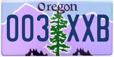 OR license plate 003XXB