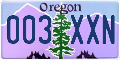 OR license plate 003XXN