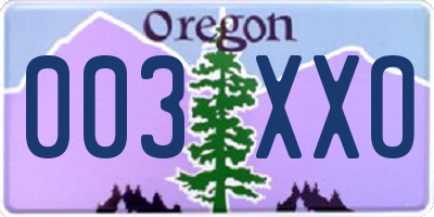 OR license plate 003XXO