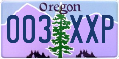OR license plate 003XXP