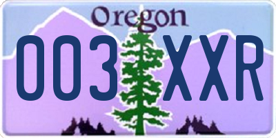 OR license plate 003XXR