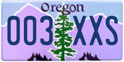 OR license plate 003XXS