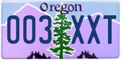 OR license plate 003XXT