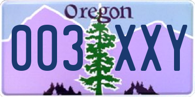 OR license plate 003XXY