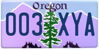 OR license plate 003XYA