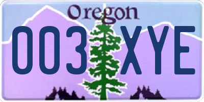 OR license plate 003XYE