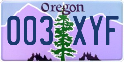OR license plate 003XYF
