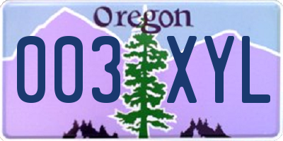 OR license plate 003XYL