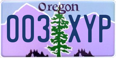OR license plate 003XYP