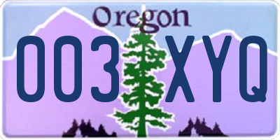 OR license plate 003XYQ