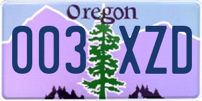 OR license plate 003XZD