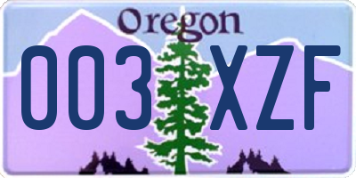 OR license plate 003XZF
