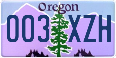 OR license plate 003XZH
