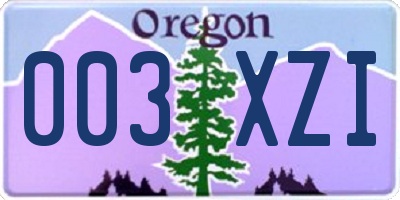 OR license plate 003XZI