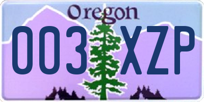 OR license plate 003XZP
