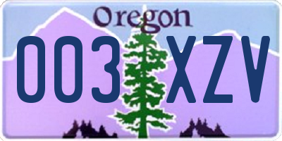 OR license plate 003XZV