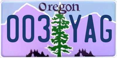 OR license plate 003YAG