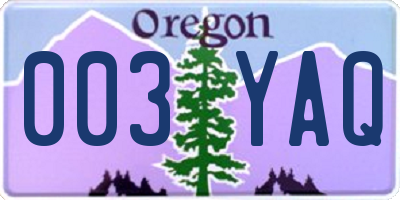 OR license plate 003YAQ