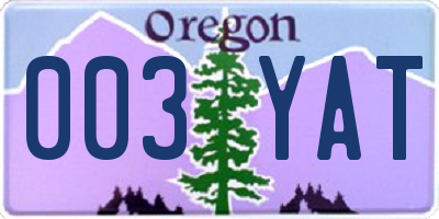 OR license plate 003YAT