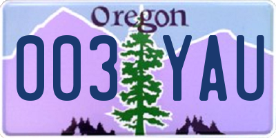 OR license plate 003YAU