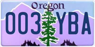 OR license plate 003YBA