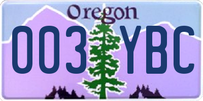 OR license plate 003YBC