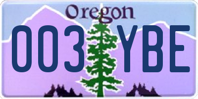 OR license plate 003YBE