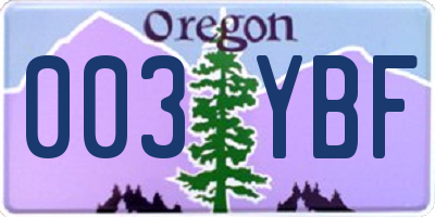 OR license plate 003YBF