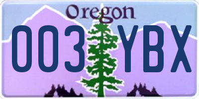 OR license plate 003YBX