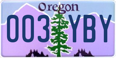 OR license plate 003YBY