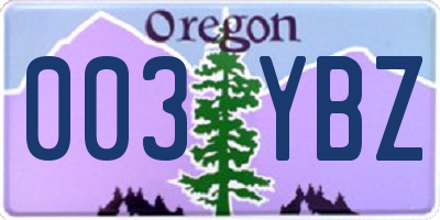 OR license plate 003YBZ