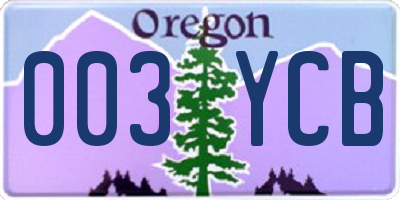 OR license plate 003YCB