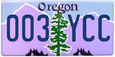 OR license plate 003YCC