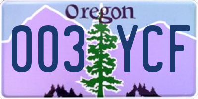 OR license plate 003YCF