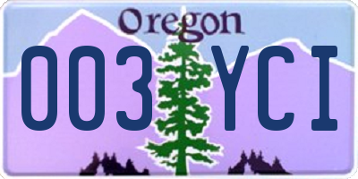 OR license plate 003YCI