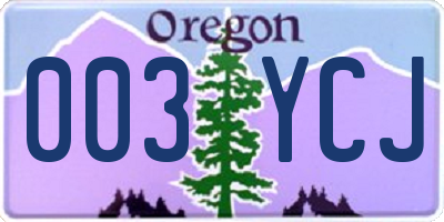 OR license plate 003YCJ