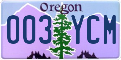 OR license plate 003YCM