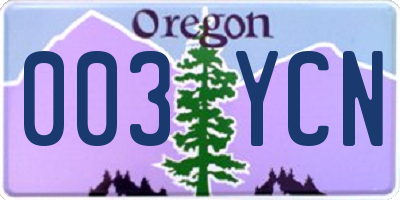 OR license plate 003YCN