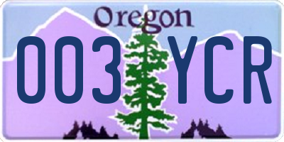 OR license plate 003YCR