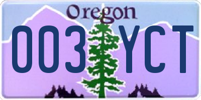 OR license plate 003YCT