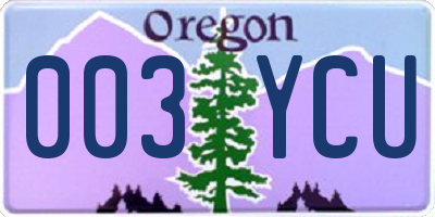 OR license plate 003YCU