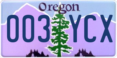 OR license plate 003YCX